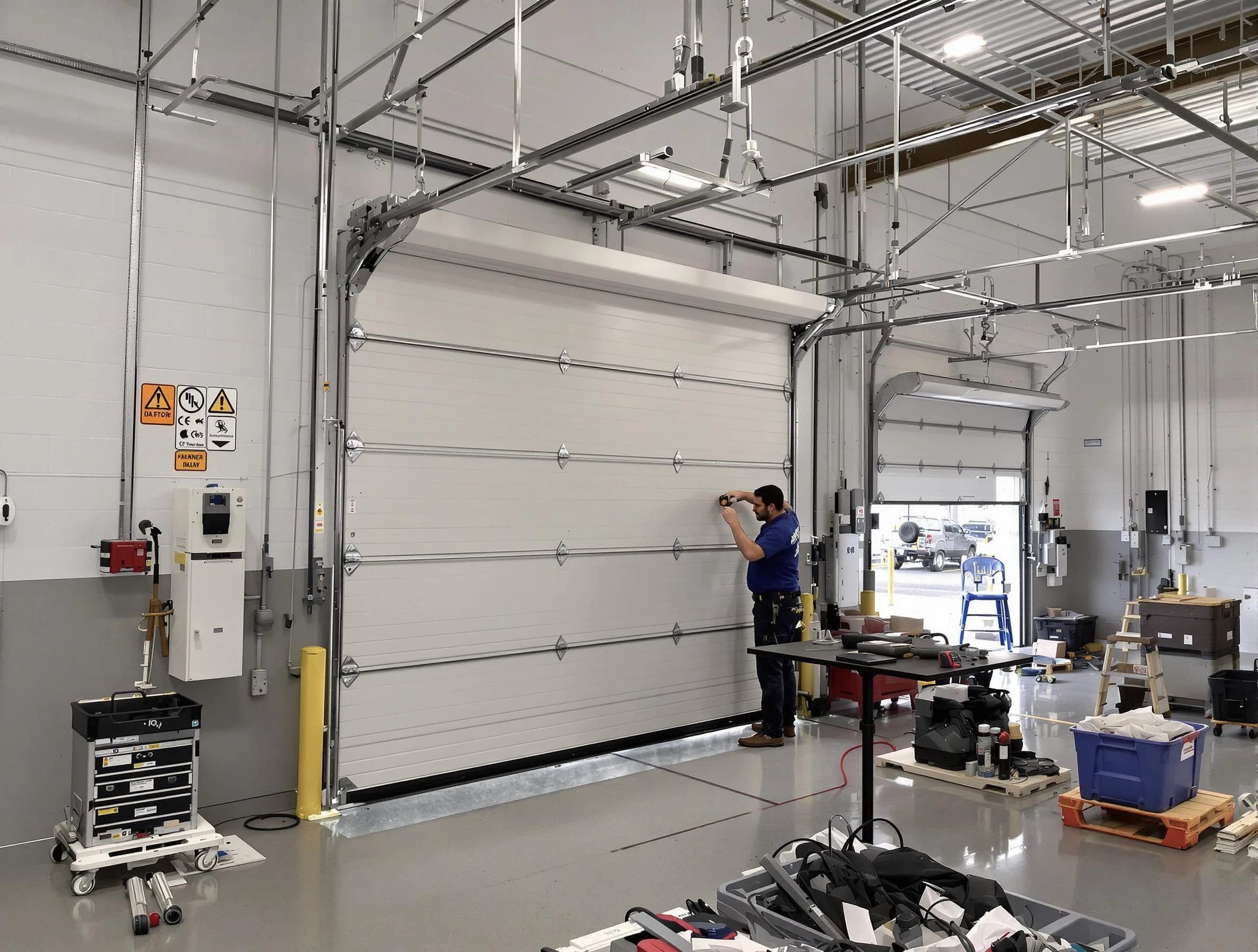 Commercial garage door repair being performed by Ramapo Garage Door Repair expert in Ramapo