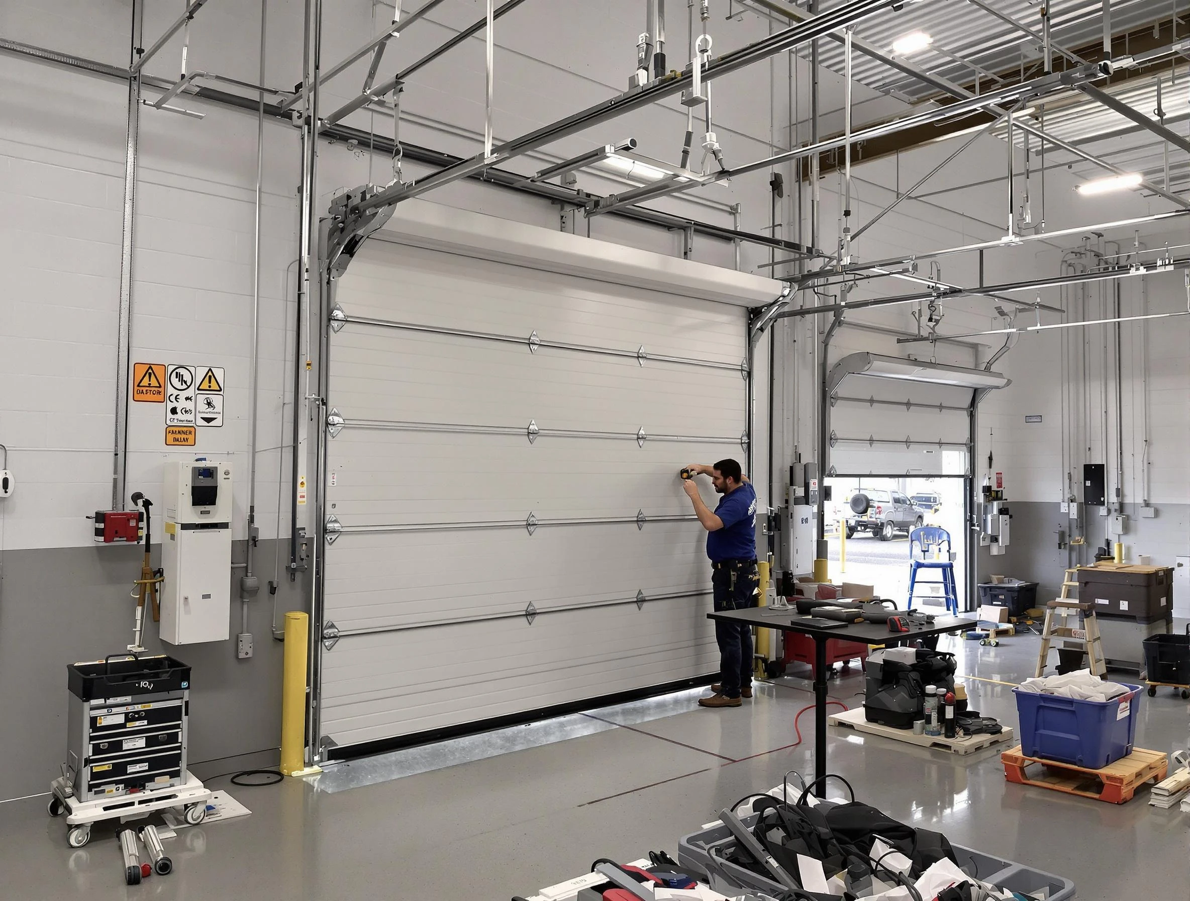 Commercial garage door repair being performed by Ramapo Garage Door Repair expert in Ramapo